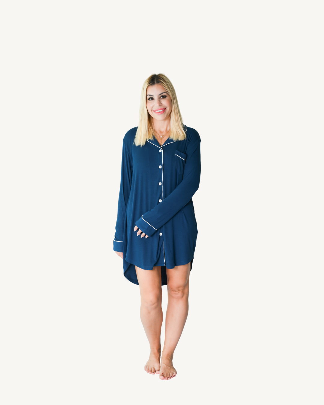 Long Button-Up Sleep Shirt