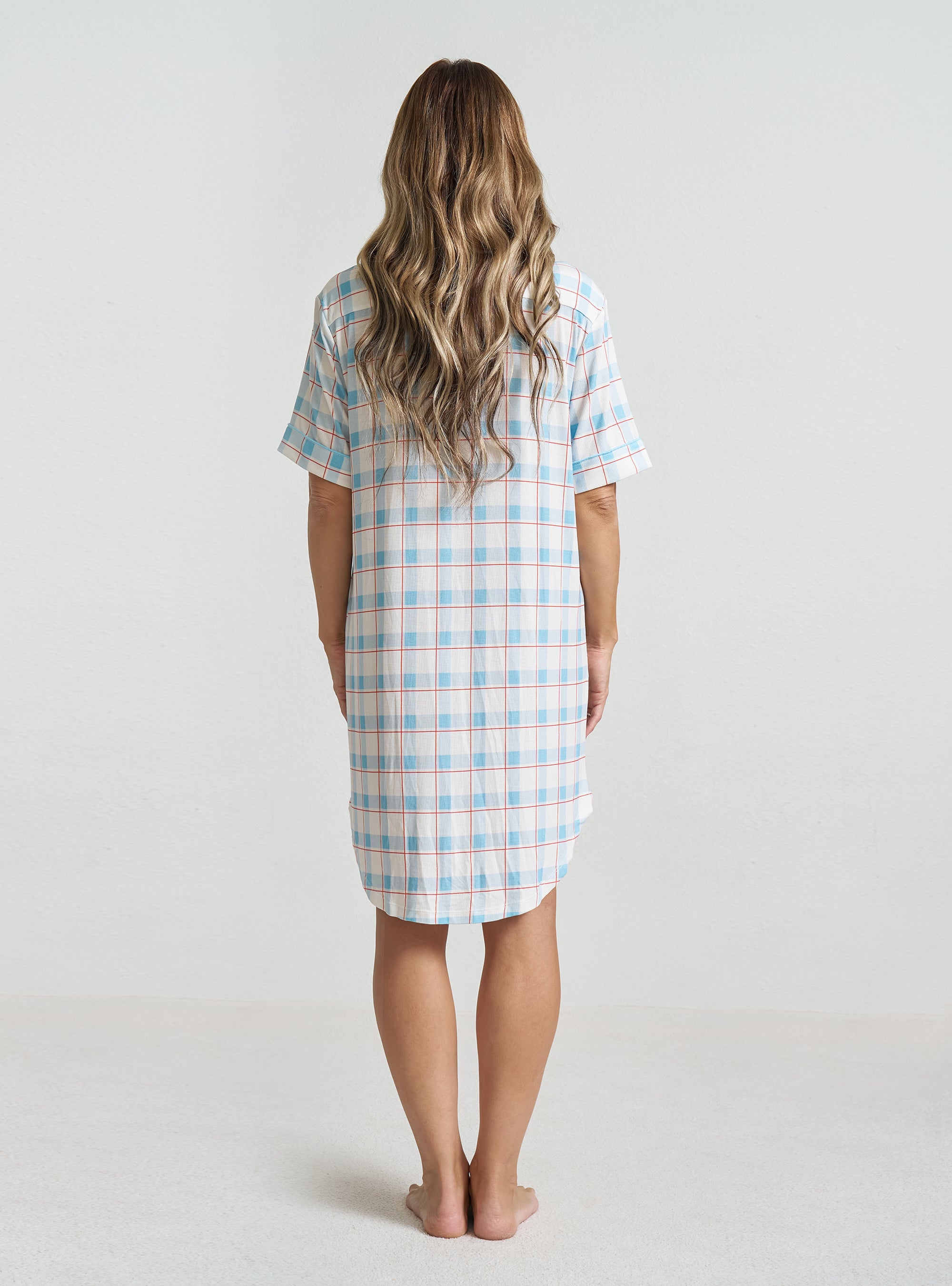 Women's Short Sleeve Button-Up Nightgown