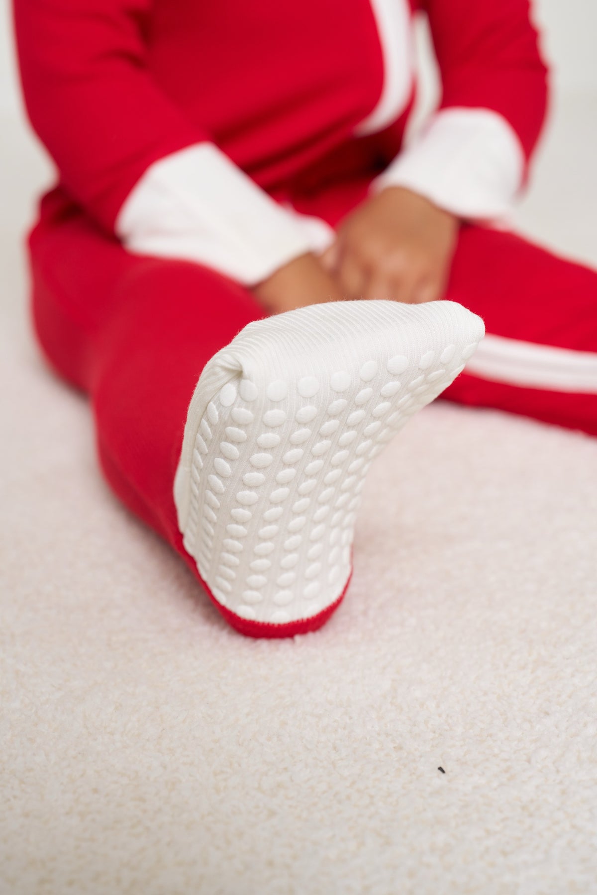 Zipper Romper Christmas - Candy Cane Ribbed Bamboo