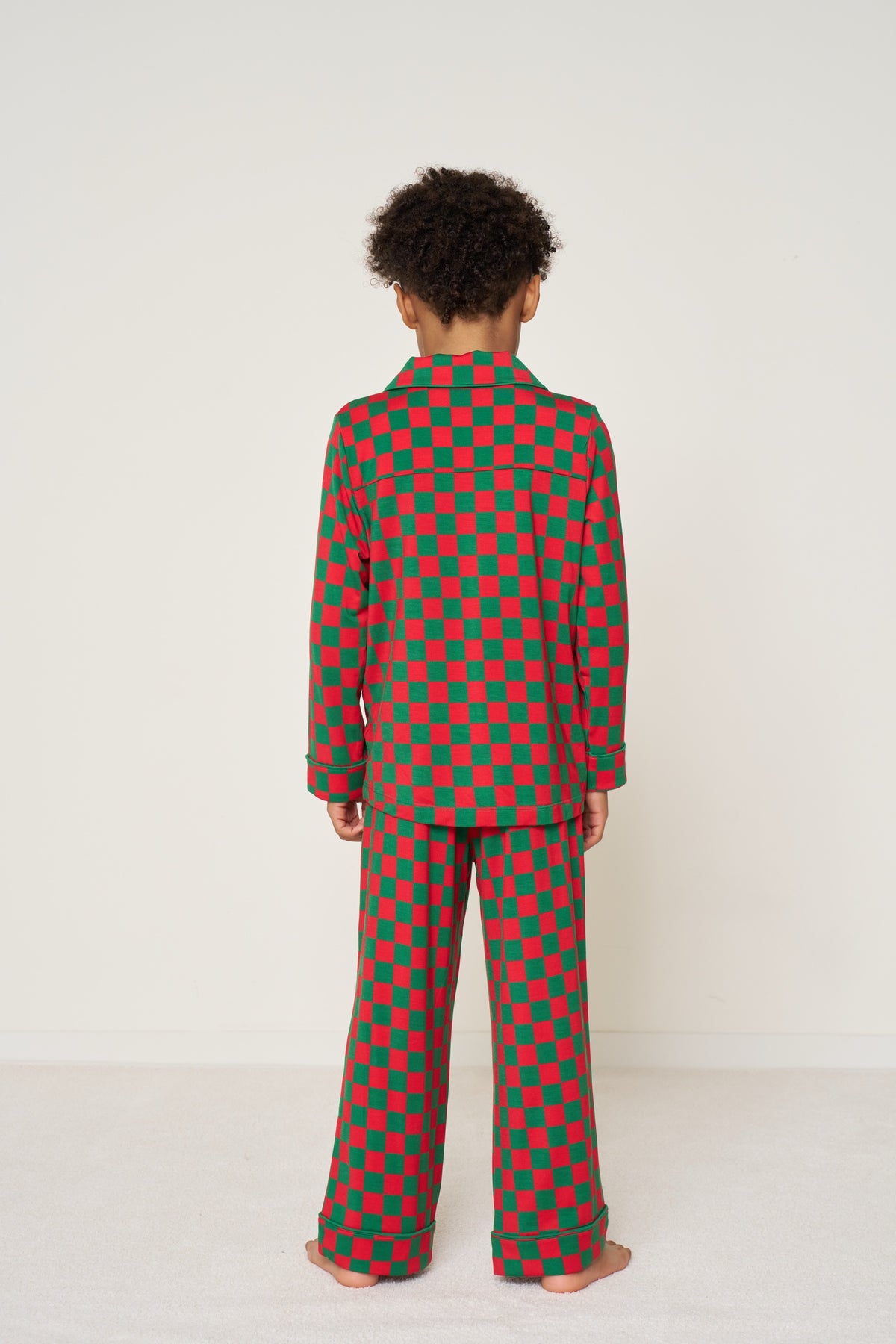 Kids’ Button-Up Set Christmas - Merry Checkmate TENCEL™ Modal