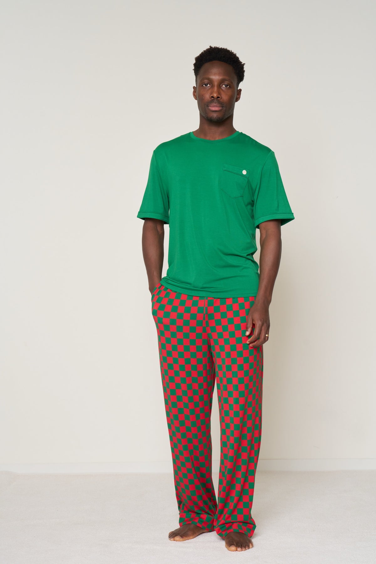 Men's Pocket T-Shirt Set Christmas - Merry Checkmate TENCEL™ Modal