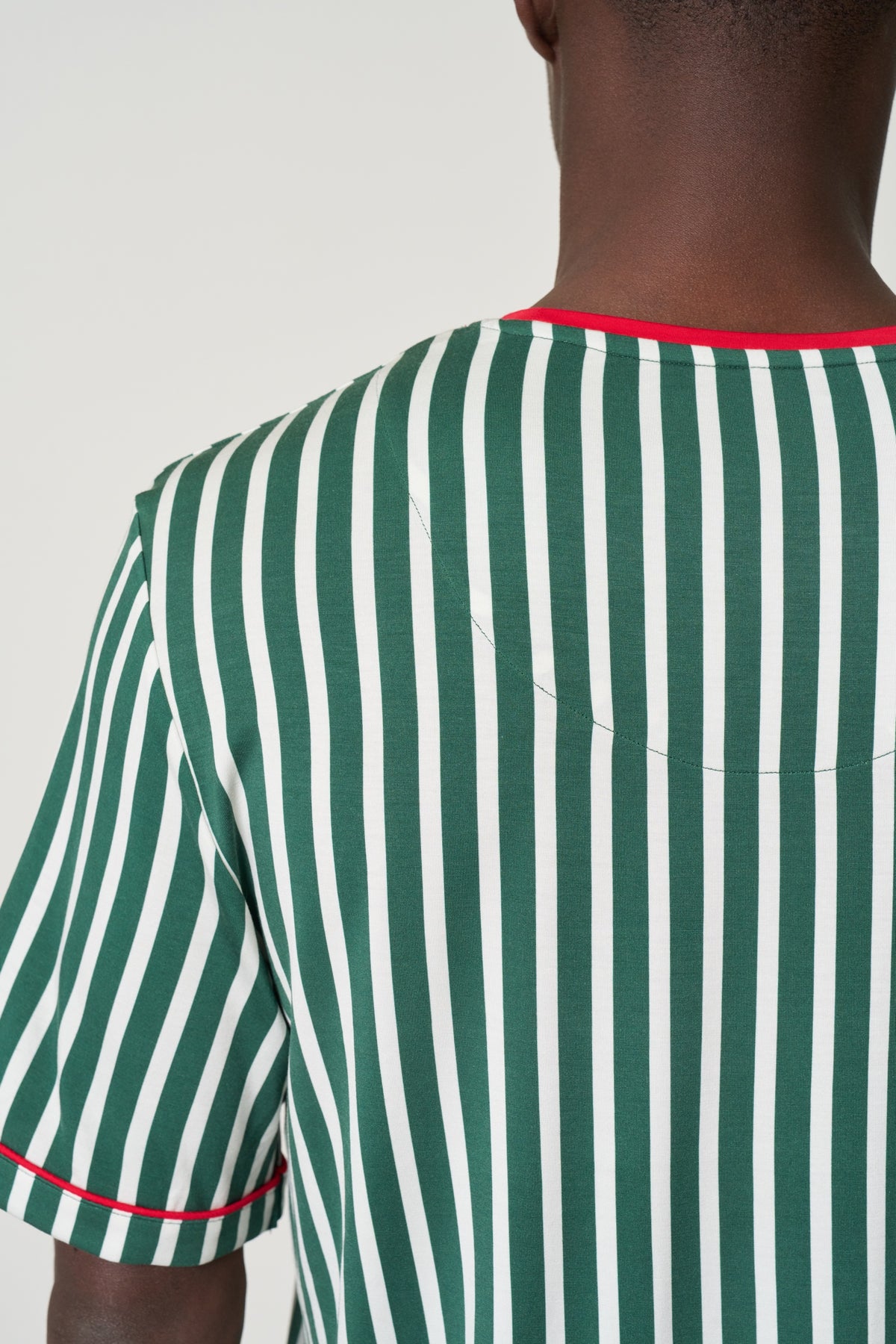Men's Pocket T-Shirt Set Christmas - Winter Green Striped TENCEL Modal