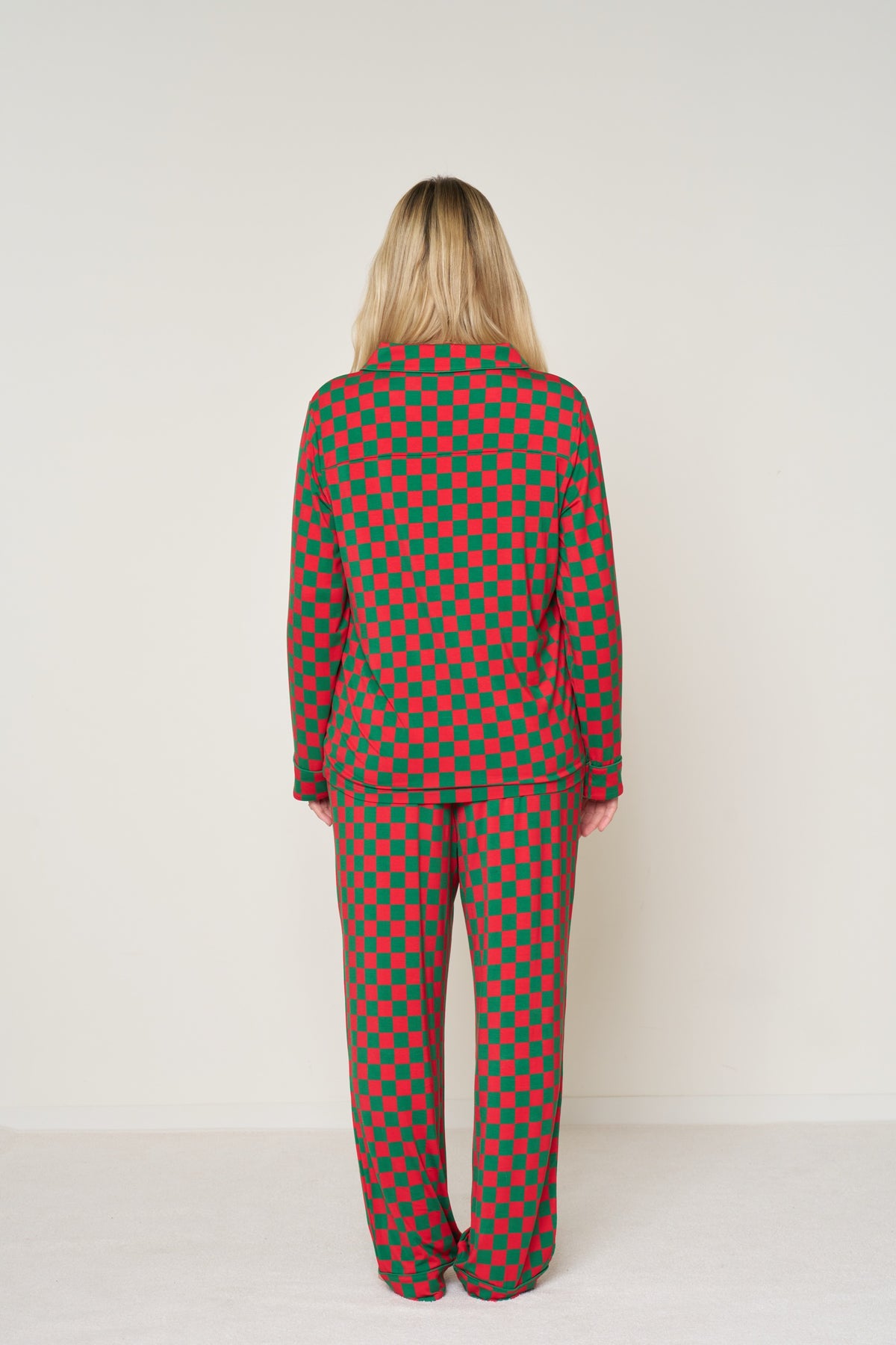 Women’s Button-Up Set Christmas - Merry Checkmate TENCEL™ Modal