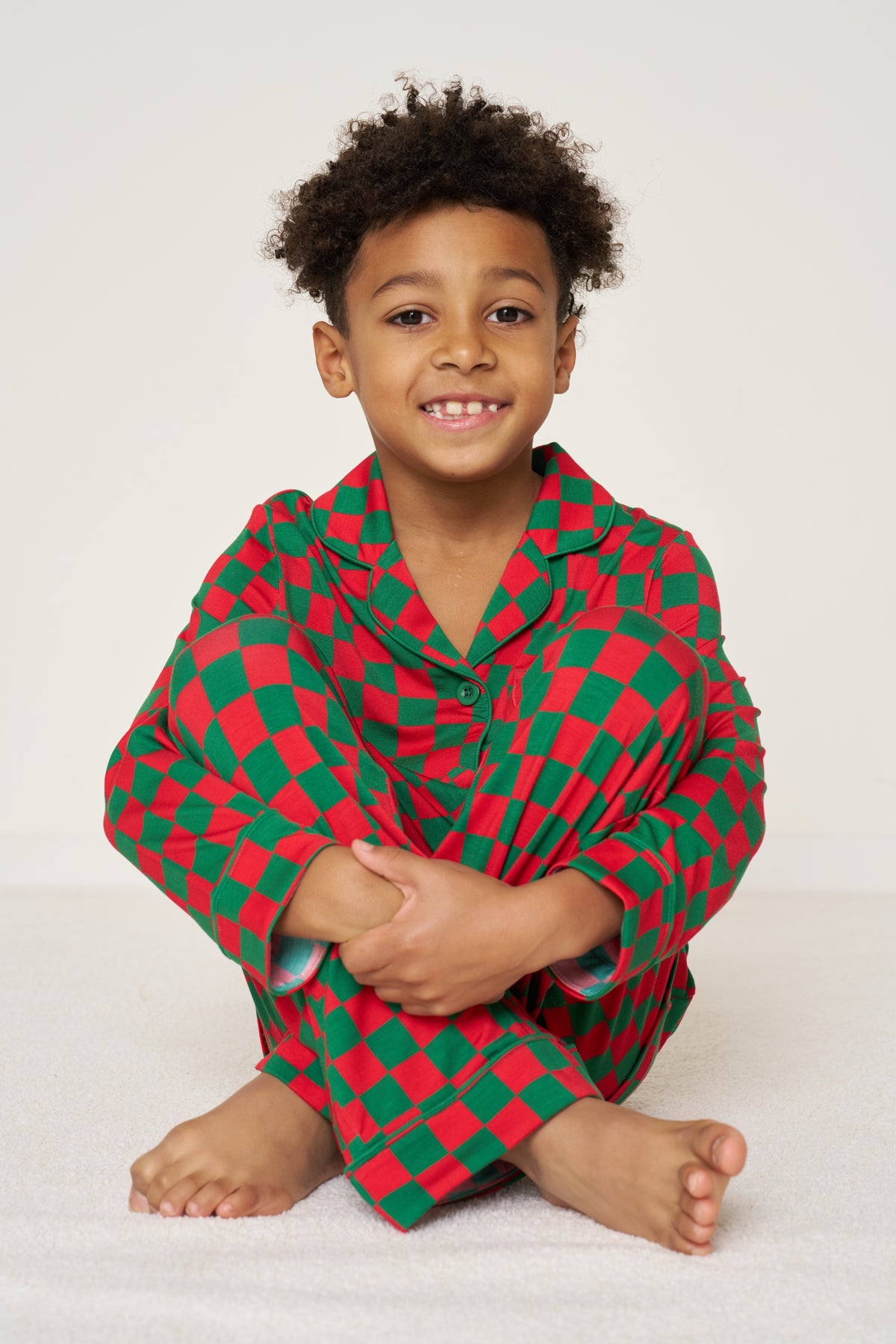 Kids’ Button-Up Set Christmas - Merry Checkmate TENCEL™ Modal