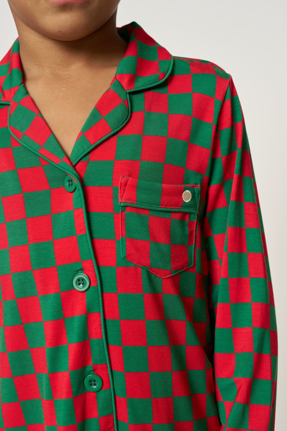 Kids’ Button-Up Set Christmas - Merry Checkmate TENCEL™ Modal