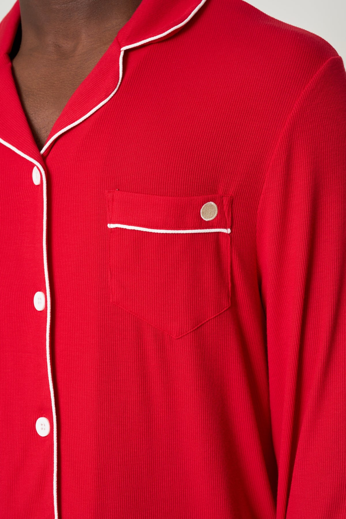 Men’s Button-Up Set Christmas - Candy Cane Ribbed Bamboo