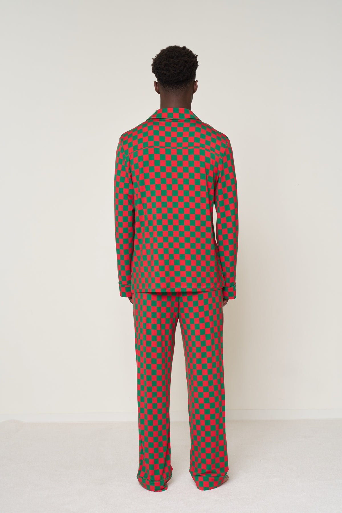 Men’s Button-Up Set Christmas - Merry Checkmate TENCEL™ Modal