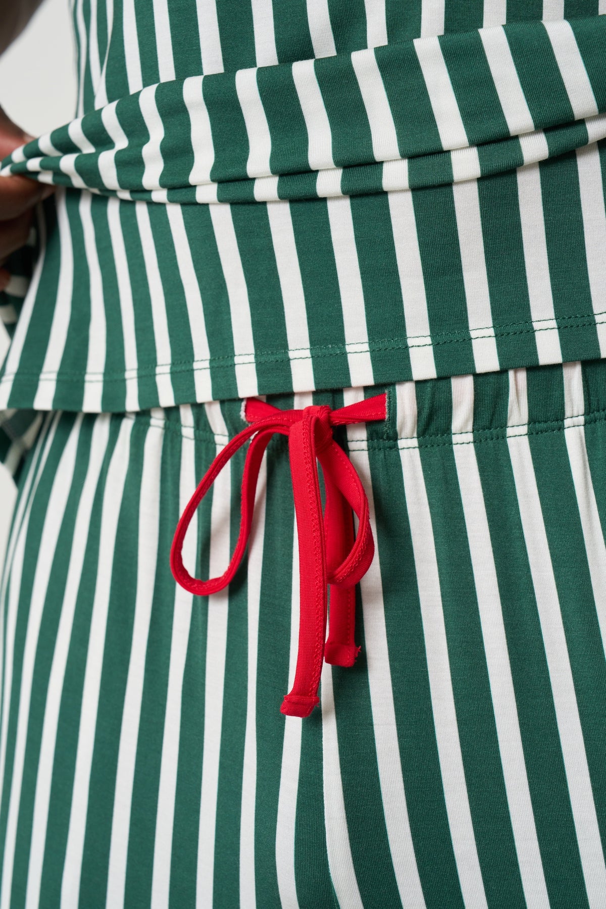 Men's Pocket T-Shirt Set Christmas - Winter Green Striped TENCEL Modal