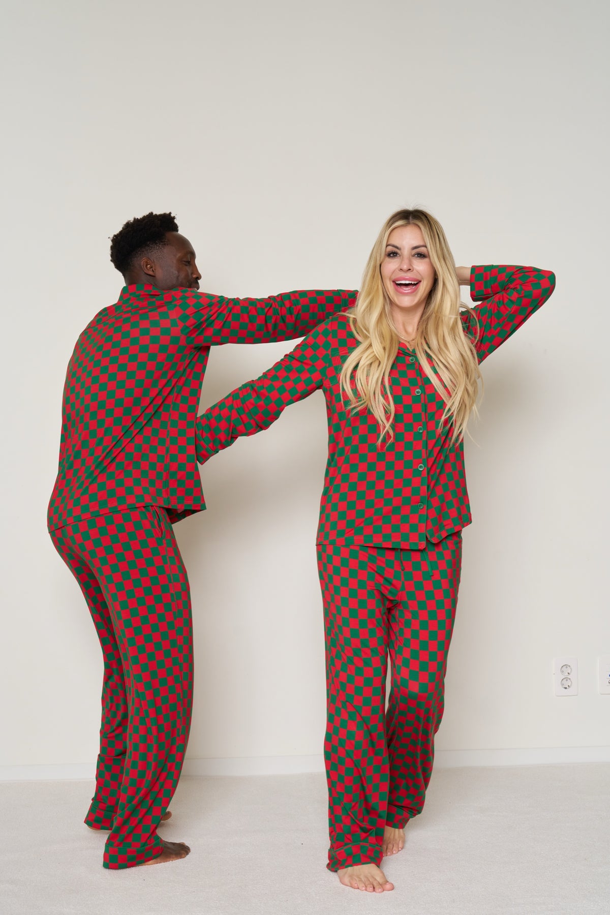 Women’s Button-Up Set Christmas - Merry Checkmate TENCEL™ Modal